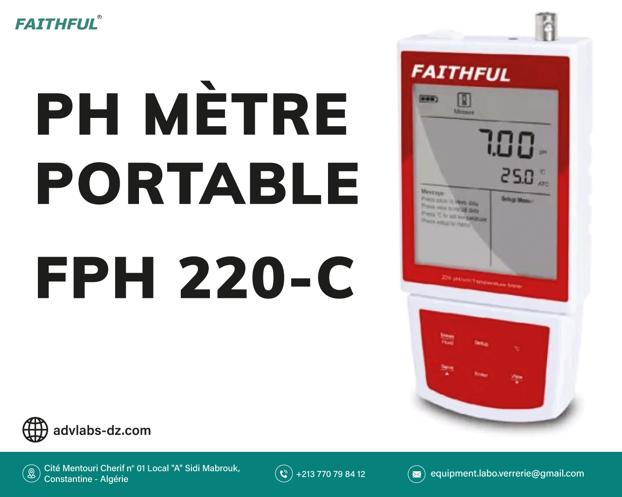 PH Mètre de haute qualité portable pH/mV FPH220-C